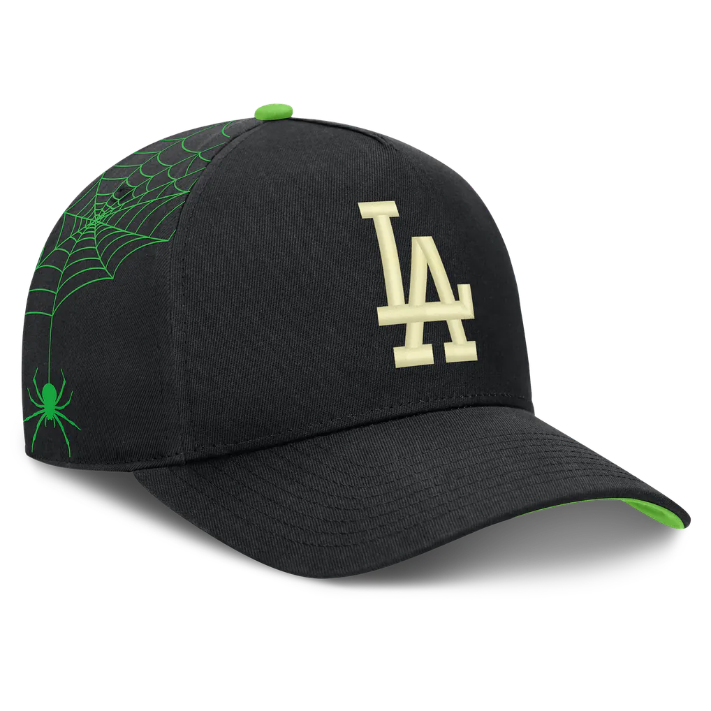 Los Angeles Dodgers Nike Halloween Glow in the Dark Rise Dri-FIT A-Frame Adjustable Hat - Black Techwosell