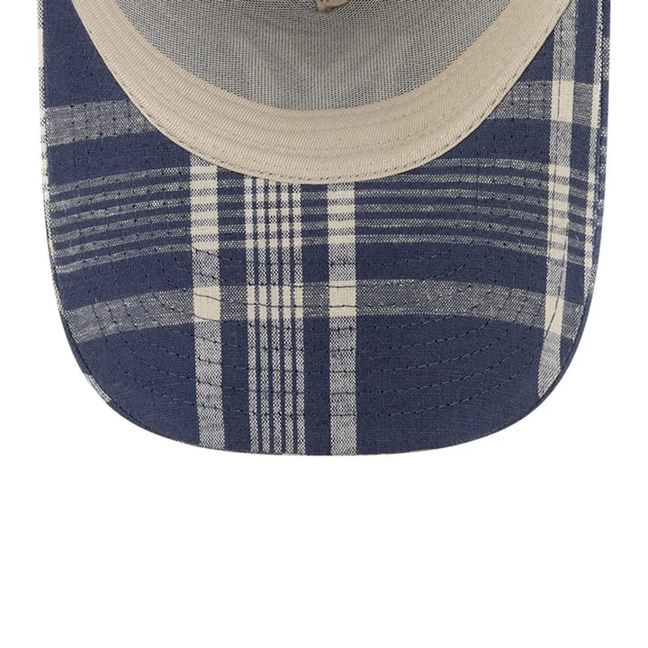 New York Yankees New Era x Ralph Lauren Plaid 9FORTY A-Frame Trucker Adjustable Hat - Navy/Light Beige