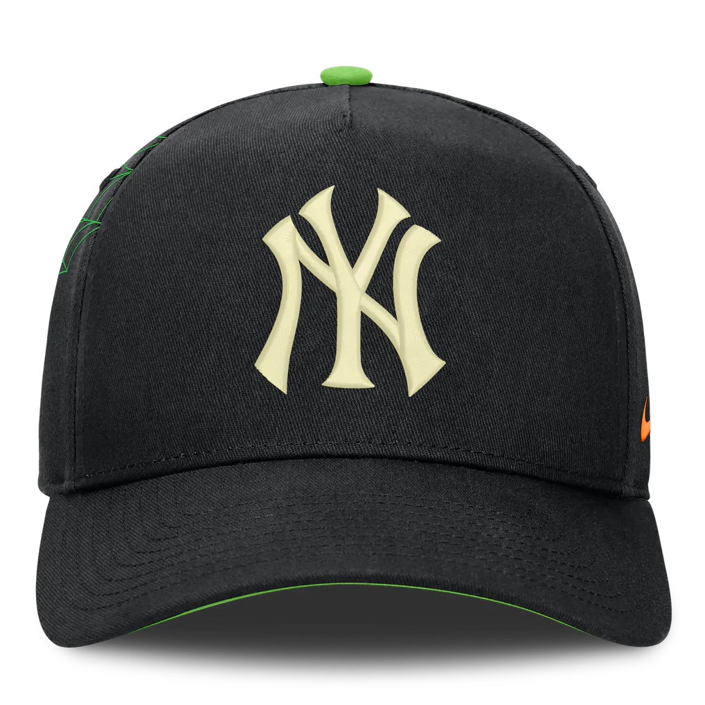 New York Yankees Nike Halloween Glow in the Dark Rise Dri-FIT A-Frame Adjustable Hat - Black Techwosell