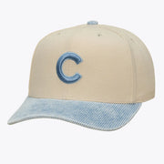 Chicago Cubs Mitchell & Ness Washed Corduroy Pro Crown Snapback Hat - Cream/Light Blue Techwosell
