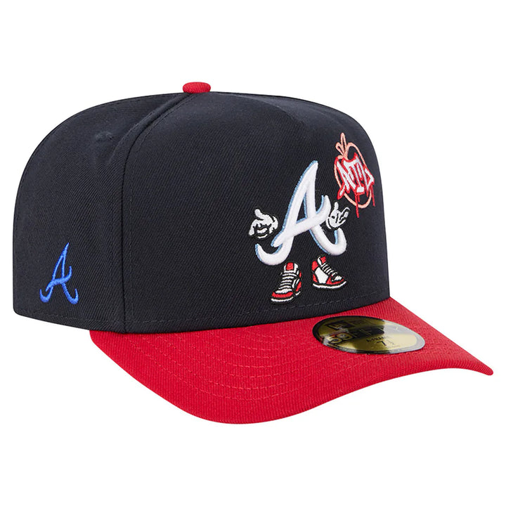 Atlanta Braves New Era Cartoon A-Frame 59FIFTY Fitted Hat - Navy/Red