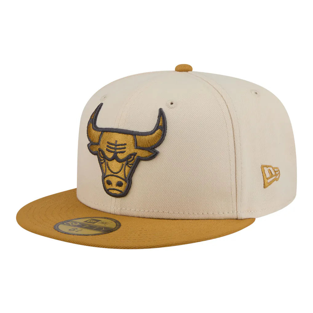 Chicago Bulls New Era Two-Tone Color Pack 59FIFTY Fitted Hat - Cream/Tan Techwosell