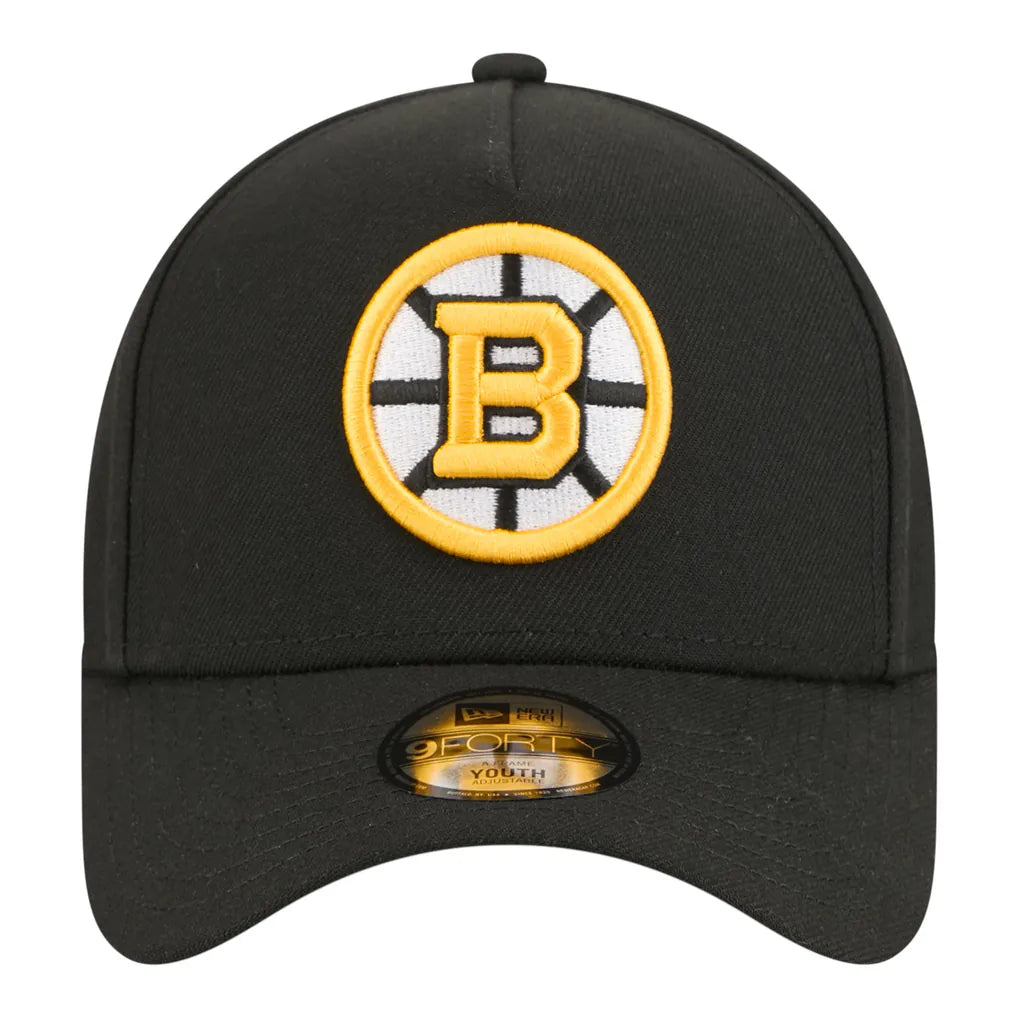 Boston Bruins New Era Youth 9FORTY A-Frame Adjustable Hat - Black Techwosell