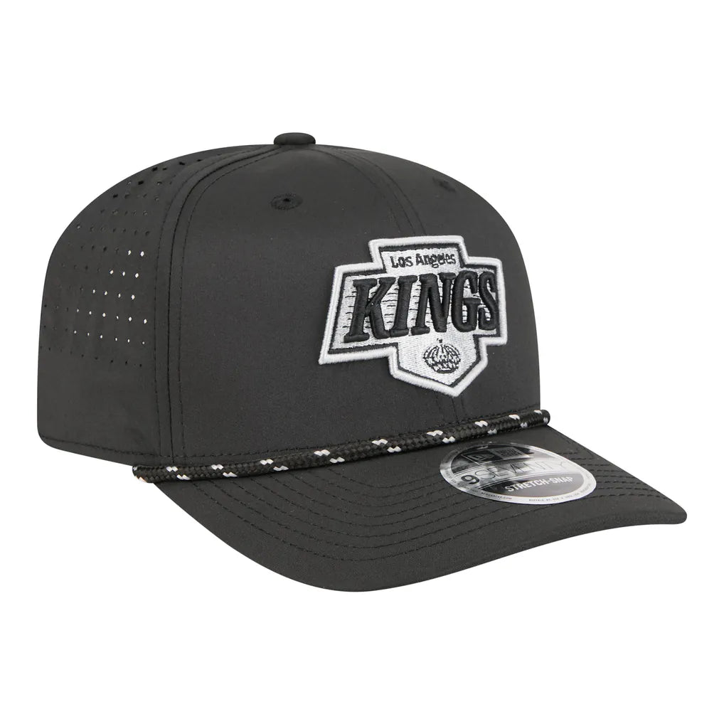 Los Angeles Kings New Era Sport Vented 9SEVENTY Rope Adjustable Hat - Black Techwosell