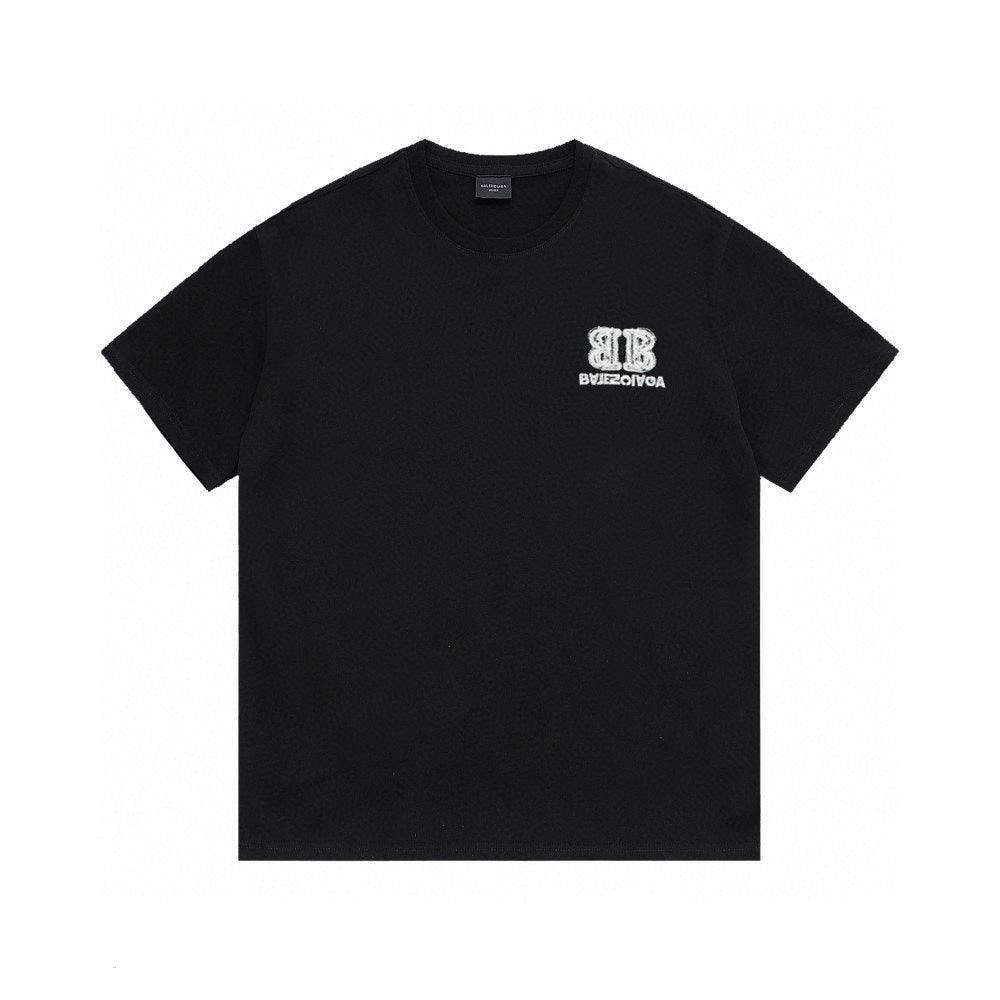 Balenciaga Black T-Shirt Without Collar Techwosell