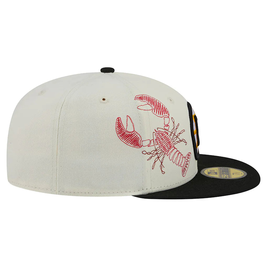 Boston Bruins New Era Localized Stitched 59FIFTY Fitted Hat - Cream/Black