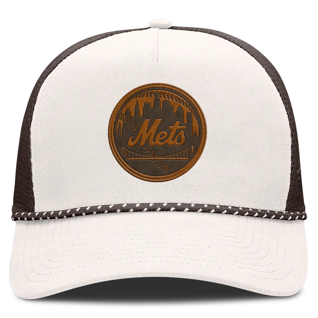New York Mets Fanatics Level Up Bronco Adjustable Trucker Hat - Cream/Brown Techwosell