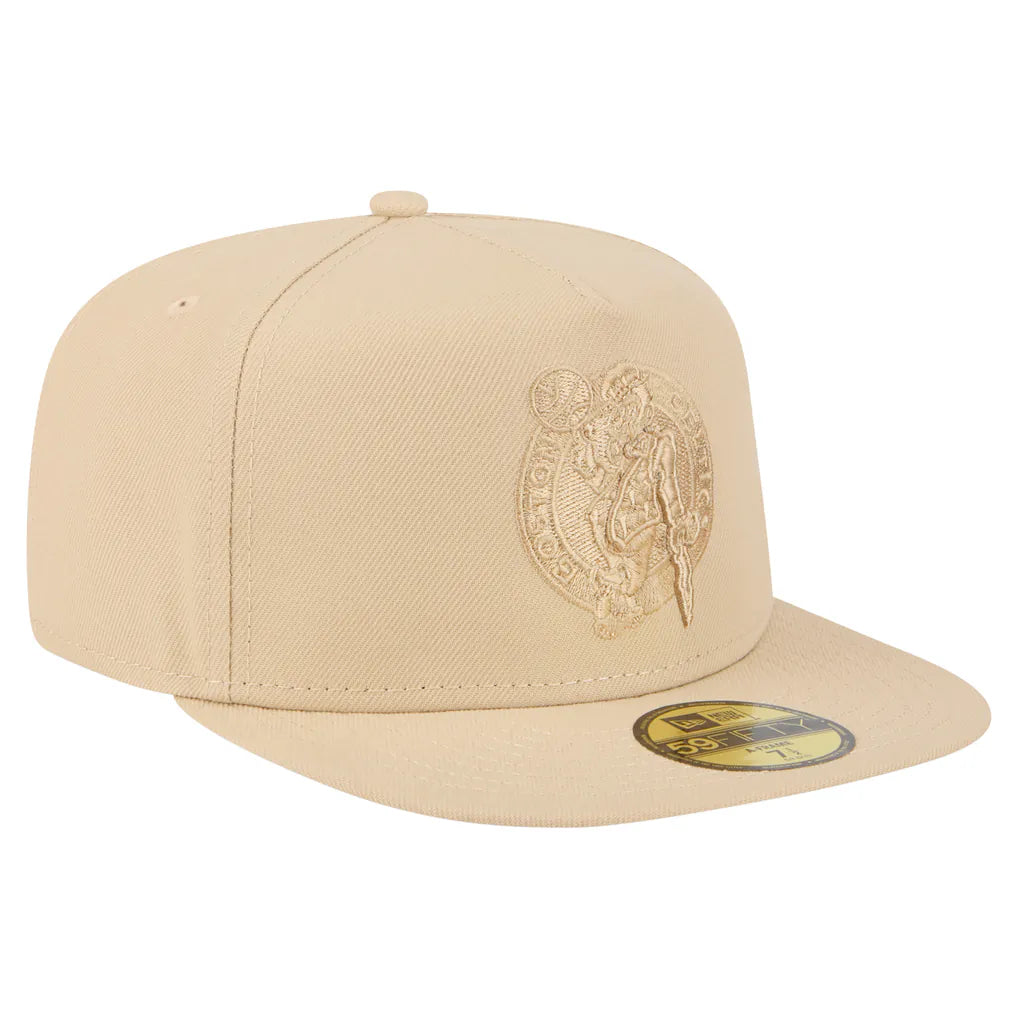 Boston Celtics New Era Color Pack A-Frame 59FIFTY Fitted Hat - Khaki Techwosell