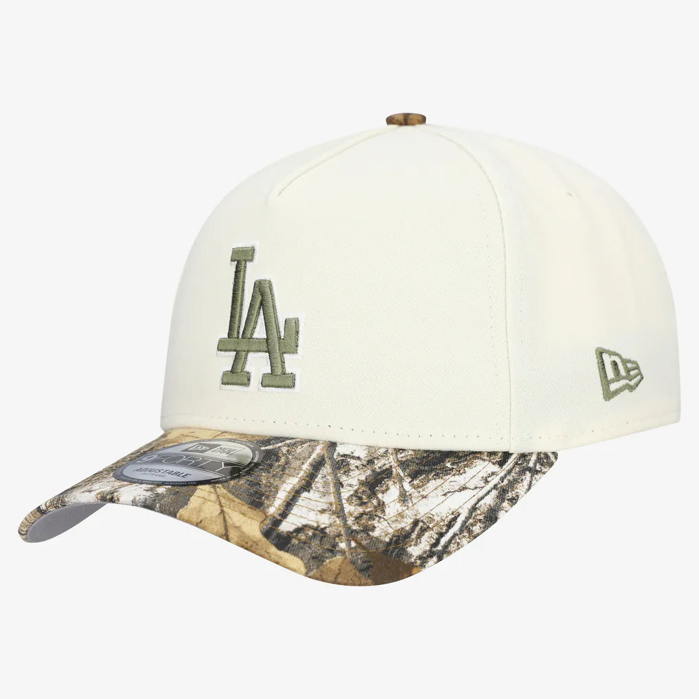 Los Angeles Dodgers New Era 9FORTY A-Frame Adjustable Hat - Cream/Realtree Camo