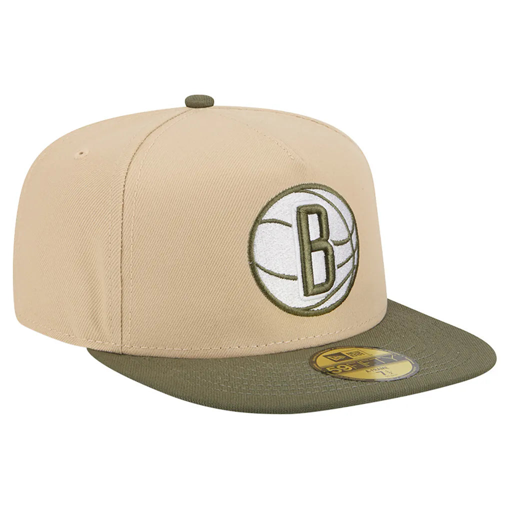 Brooklyn Nets New Era Color Pack Two-Tone 59FIFTY A-Frame Fitted Hat - Tan