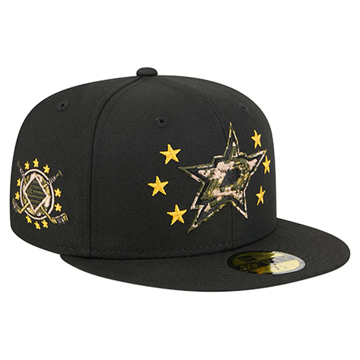 Dallas Stars New Era Military Appreciation Digital Camo Stars 59FIFTY Fitted Hat - Black