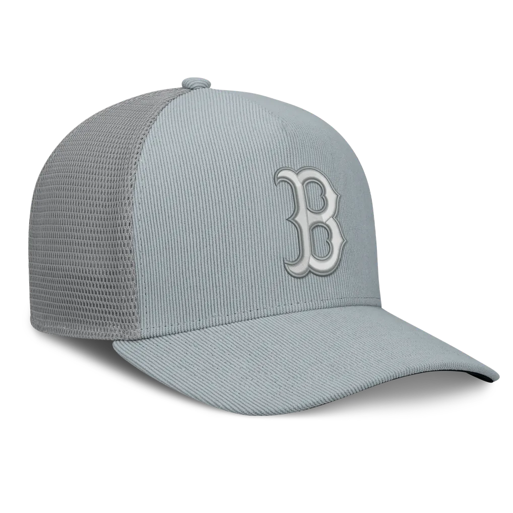 Boston Red Sox Fanatics Corduroy Relief Trucker Adjustable Hat - Gray