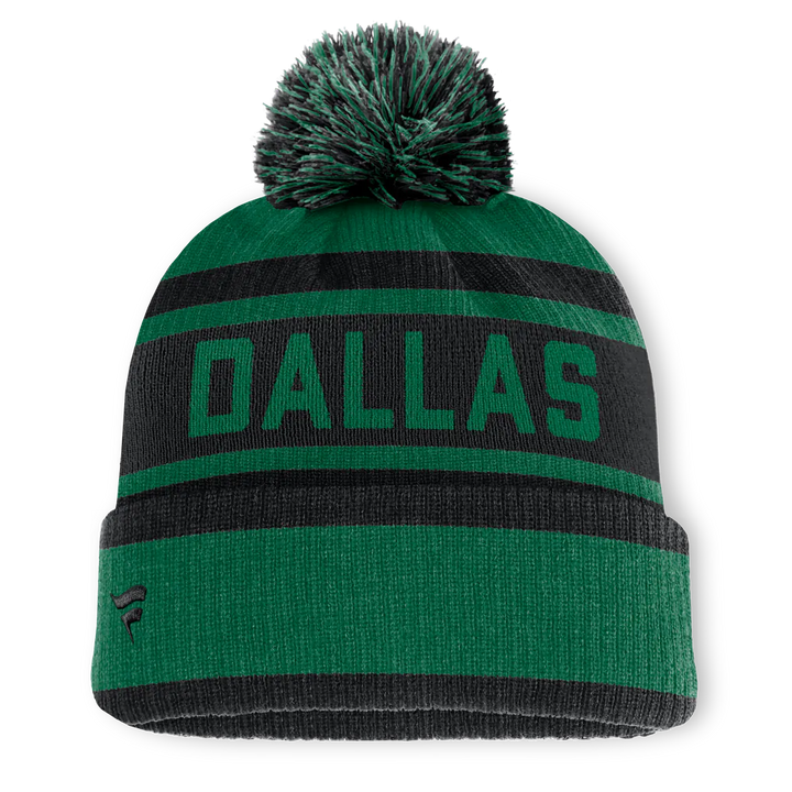 Dallas Stars Fanatics Fundamental Cuffed Knit Hat with Pom - Green/Black