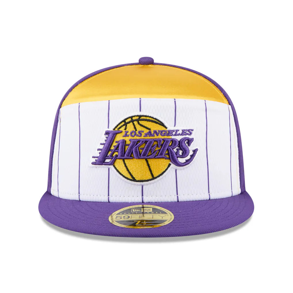 Los Angeles Lakers New Era 2025 NBA Tip Off Split Panel 59FIFTY Fitted Hat - White/Purple