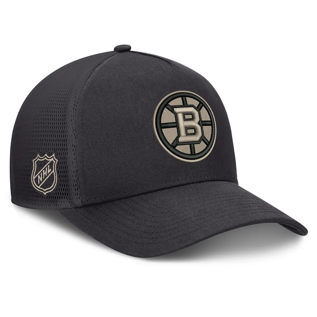 Boston Bruins Fanatics Road Soft Wash A-Frame Meshback Hat - Charcoal Techwosell