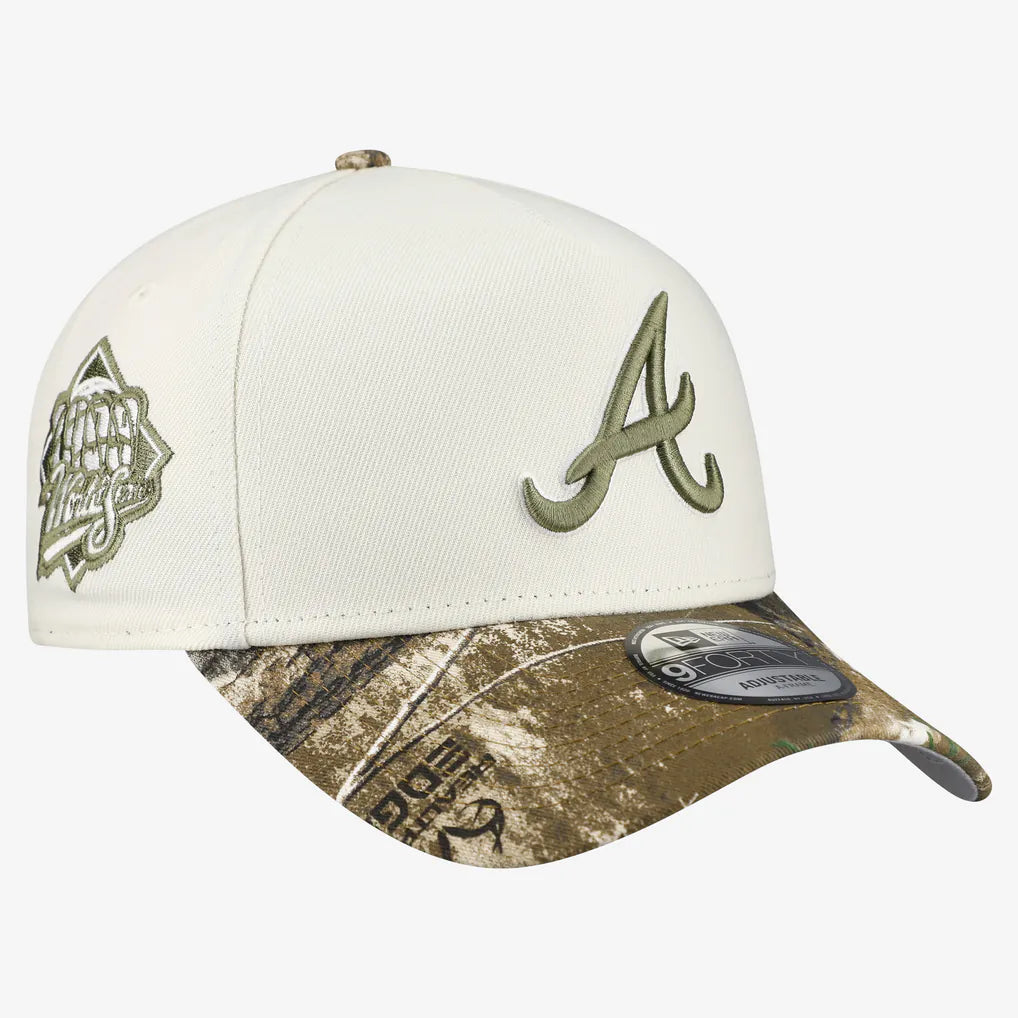 Atlanta Braves New Era 9FORTY A-Frame Adjustable Hat - Cream/Realtree Camo