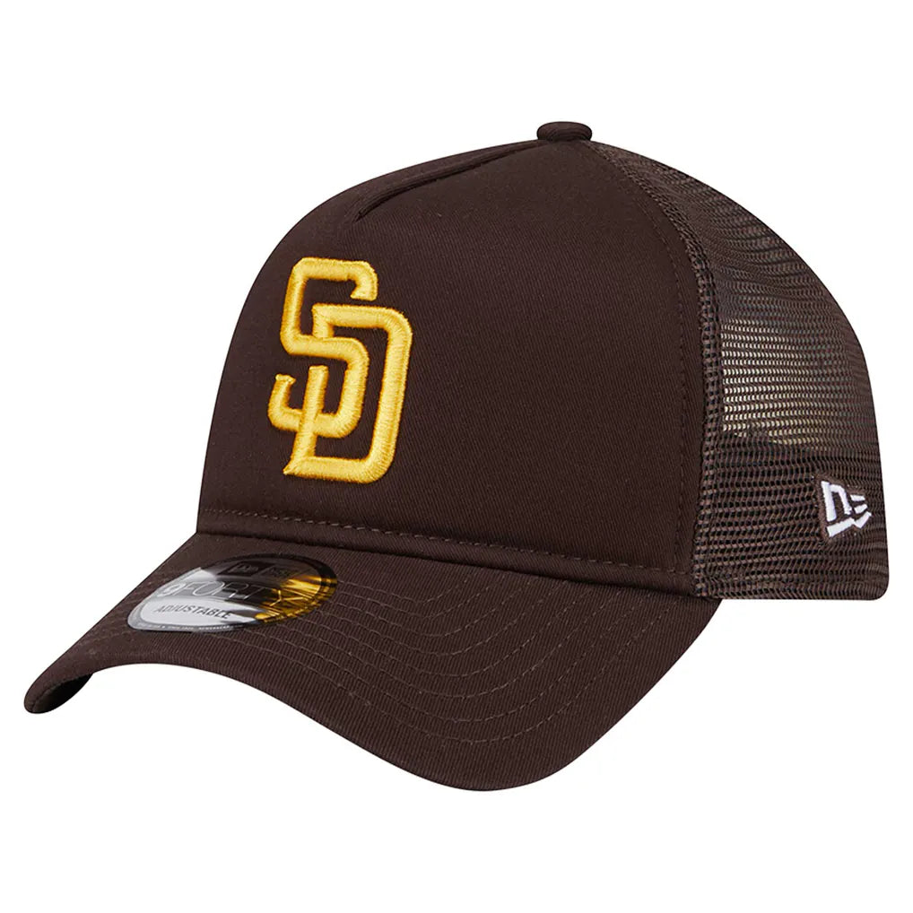 San Diego Padres New Era 9FORTY A-Frame Trucker Adjustable Hat - Brown Techwosell