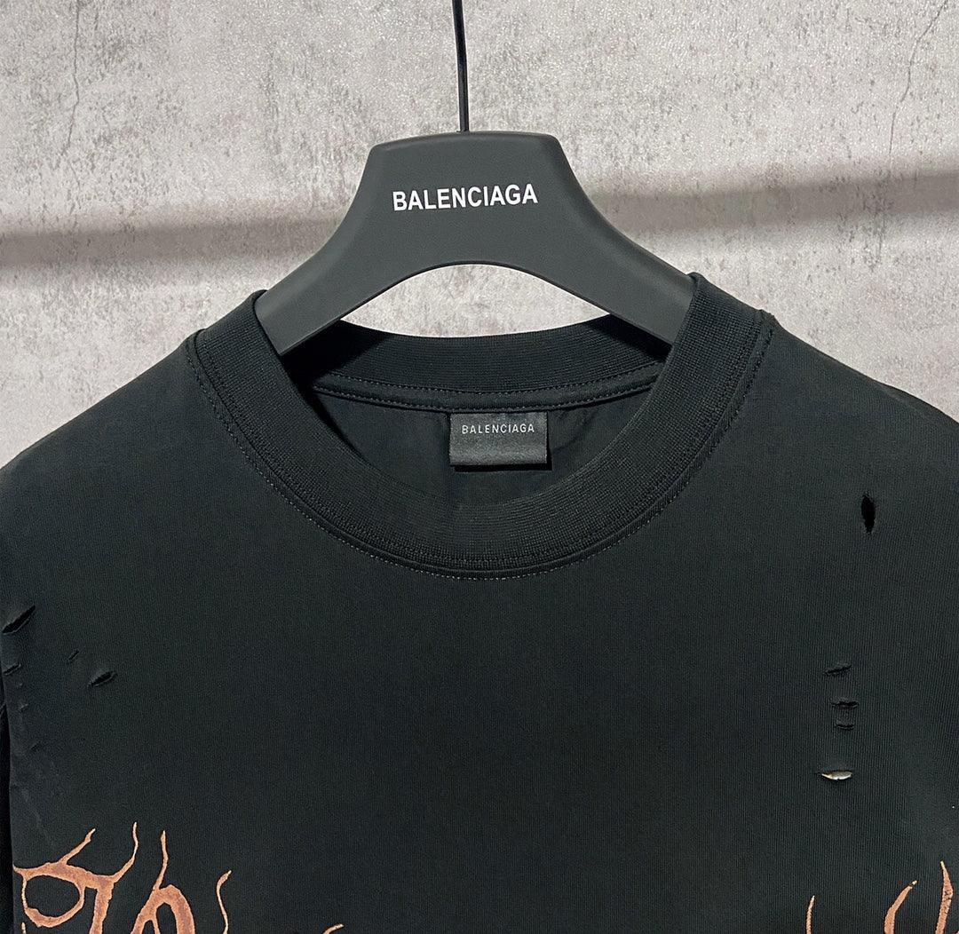Balenciaga Faded Black T-Shirt Without Collar Techwosell