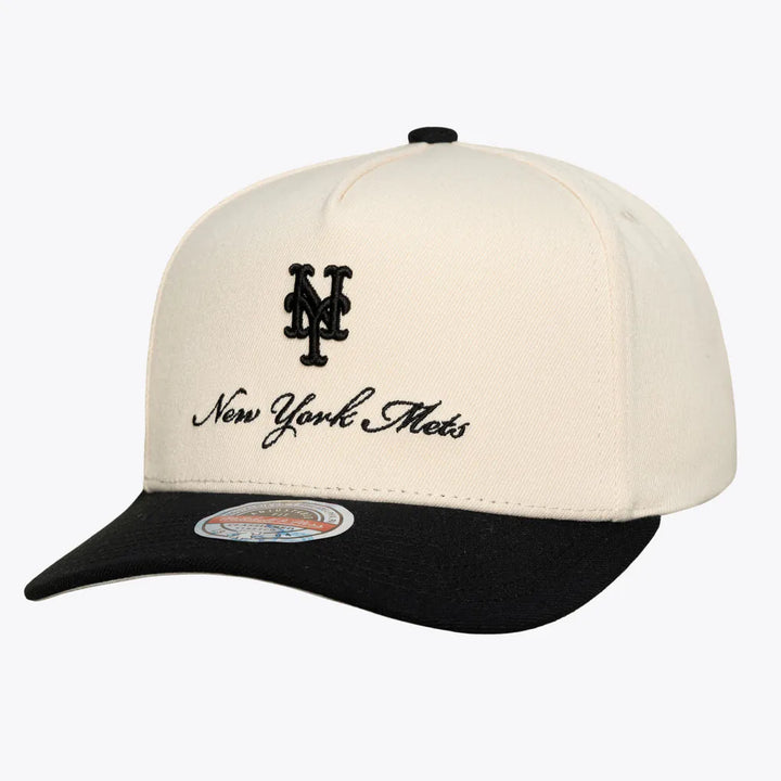 New York Mets Mitchell & Ness Flawless Stretch Snapback Hat - Cream/Black