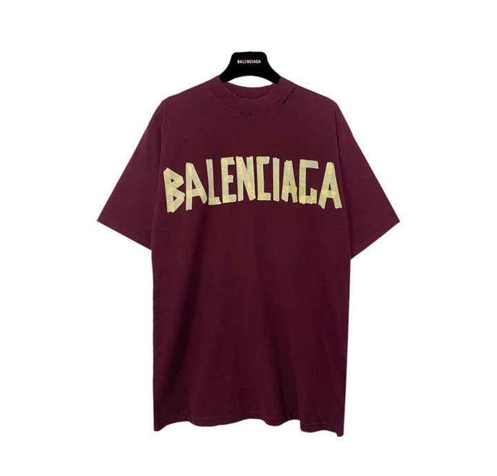 Balenciaga Dark Red T-Shirt Without Collar