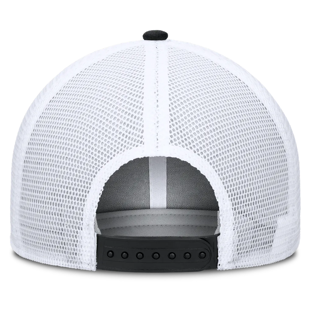 Atlanta Braves Nike Camo Rise Trucker Dri-FIT Adjustable Hat - Black/White
