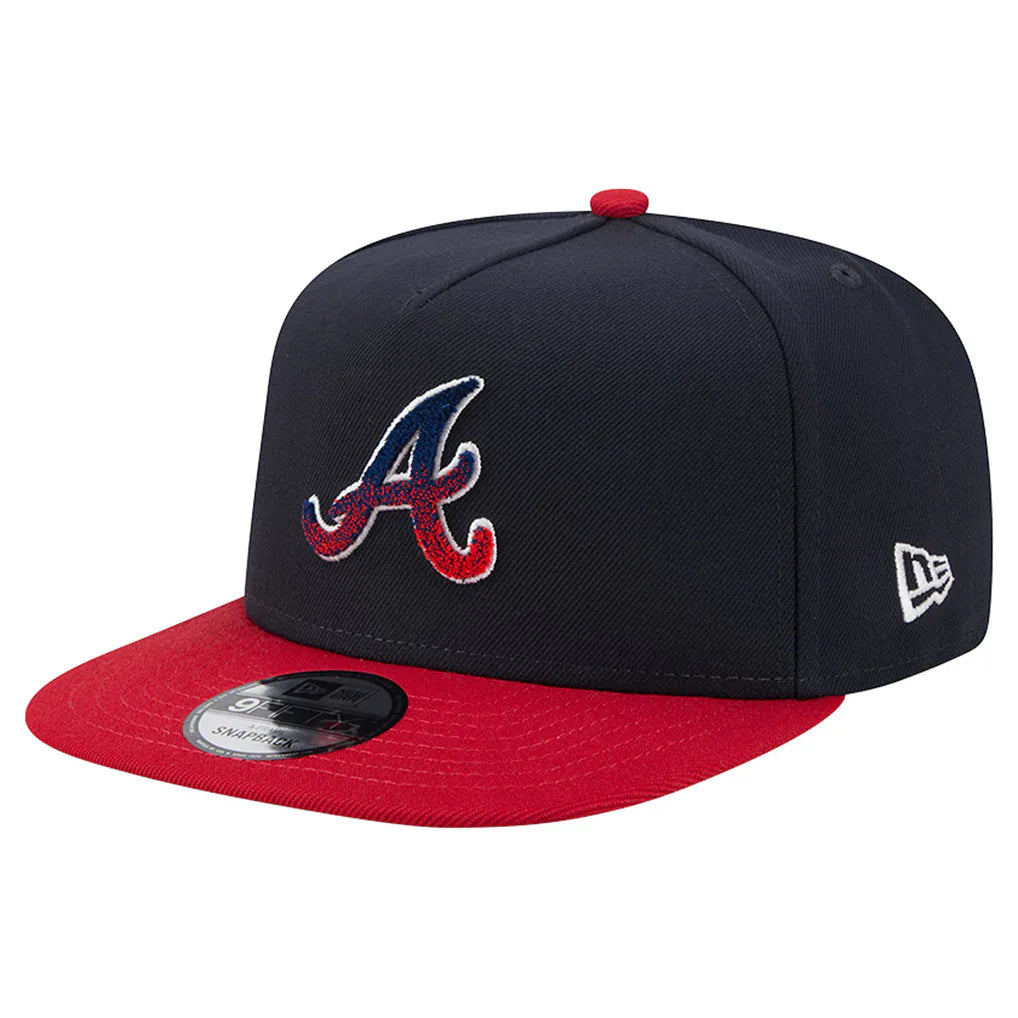 Atlanta Braves New Era Chenille Gradient A-Frame 9FIFTY Snapback Hat - Navy/Red Techwosell