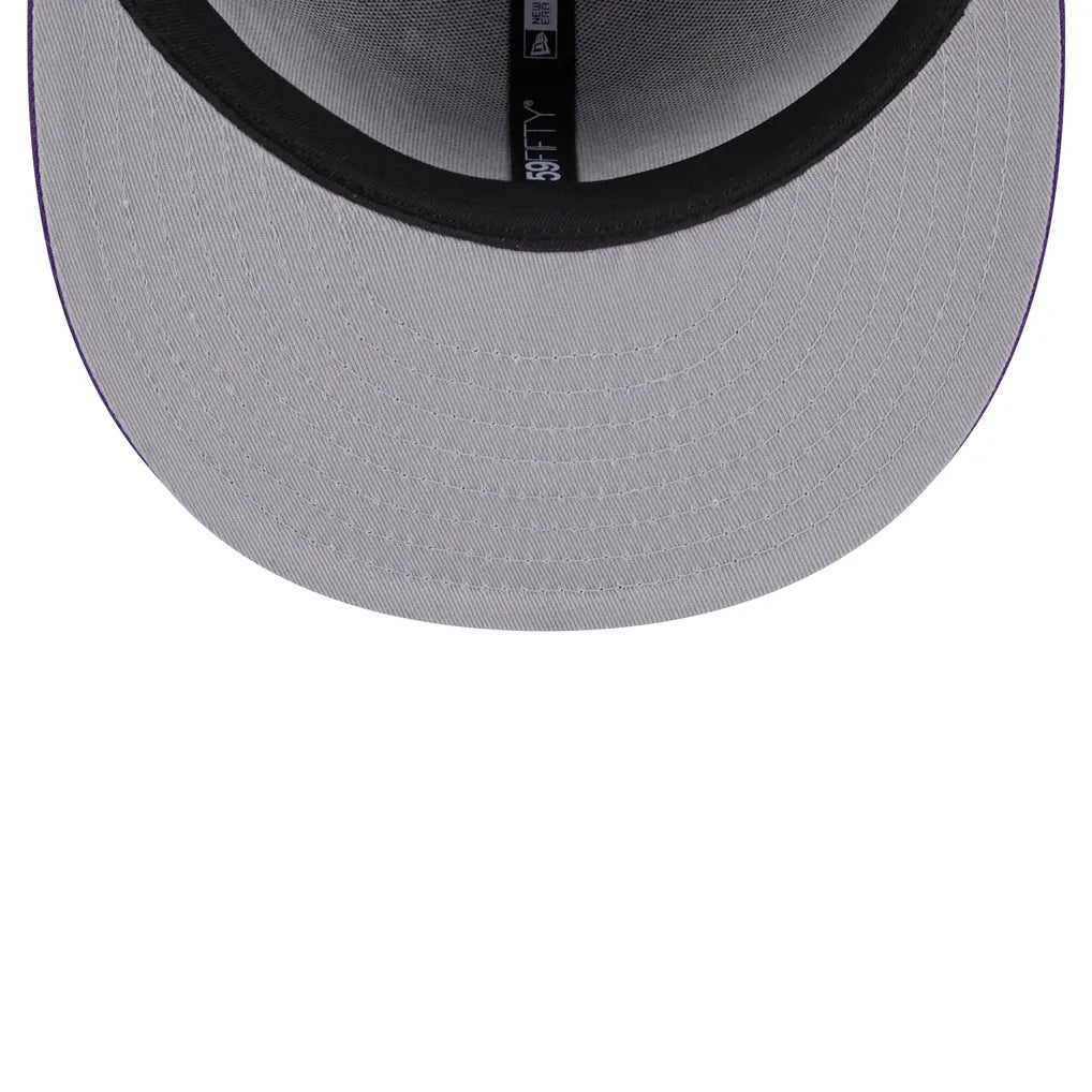 Los Angeles Lakers New Era Sport Night Script Sided 59FIFTY Fitted Hat - Purple