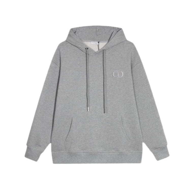 Dior Classic Letter Embroidered Hoodie Grey