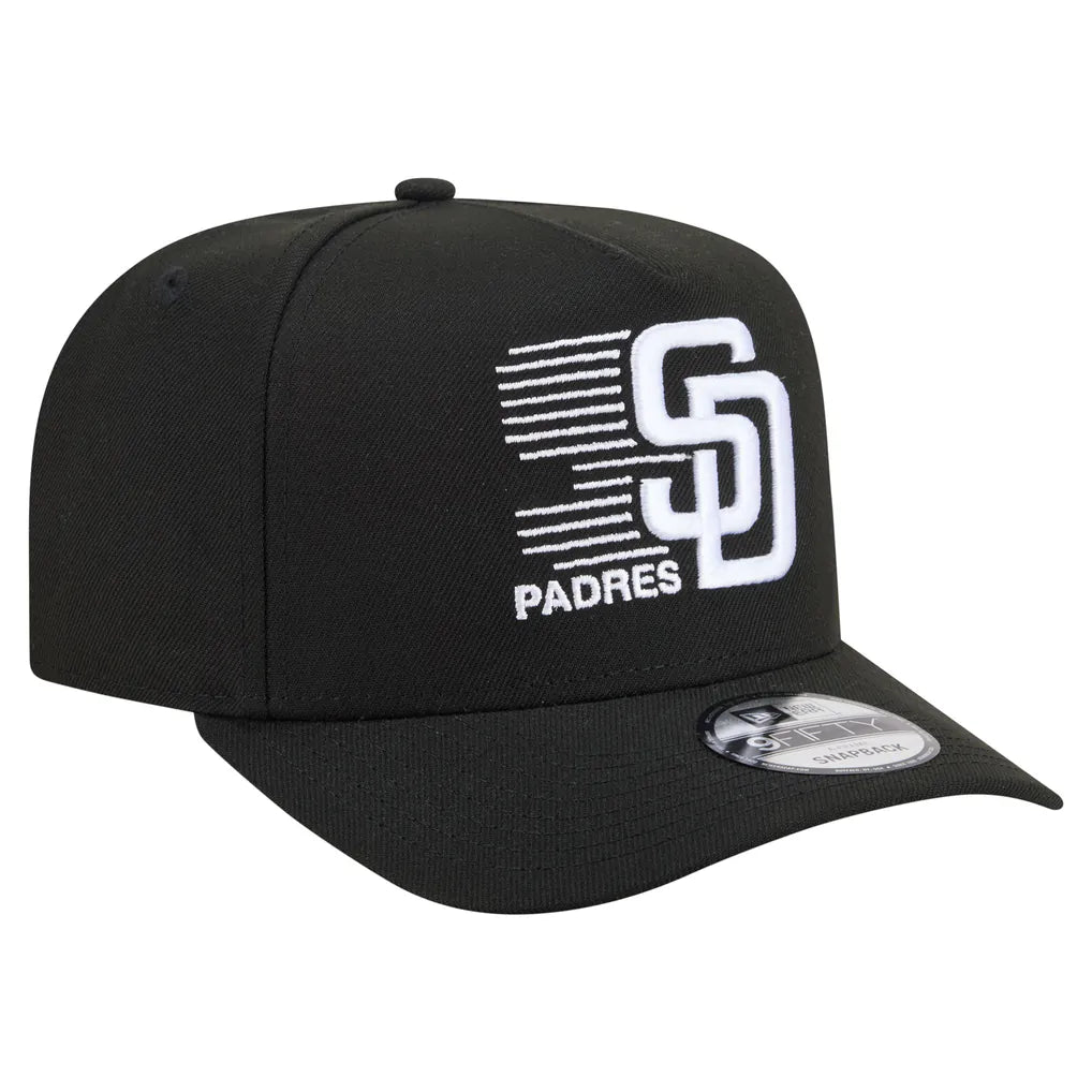 San Diego Padres New Era Motion A-Frame 9FIFTY Snapback Hat - Black Techwosell