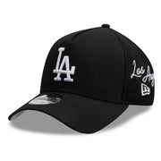 Los Angeles Dodgers New Era Side Script 9FORTY A-Frame Trucker Adjustable Hat - Black Techwosell