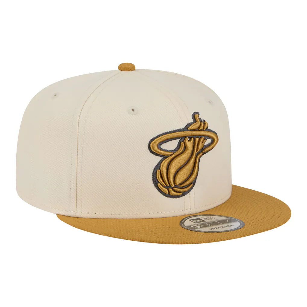 Miami Heat New Era Two-Tone Color Pack 9FIFTY Snapback Hat - Cream/Tan