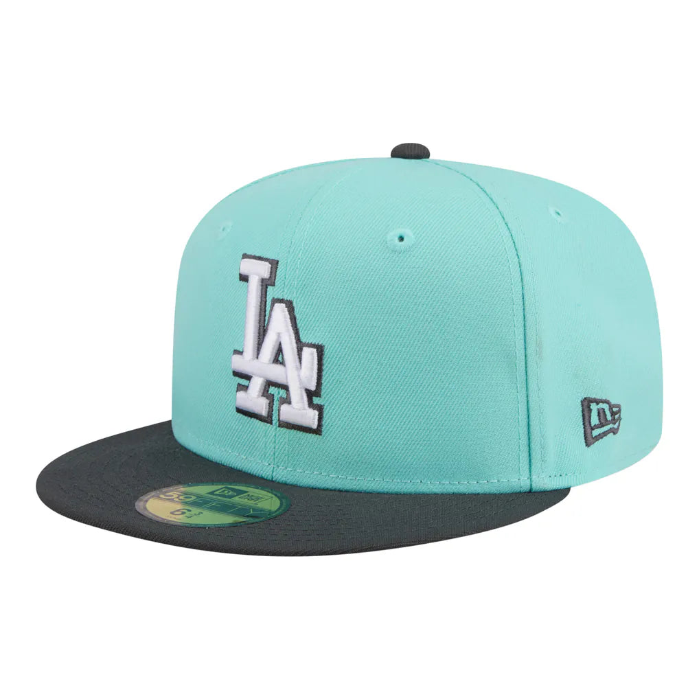 Los Angeles Dodgers New Era Two-Tone Color Pack 59FIFTY Fitted Hat - Turquoise/Charcoal