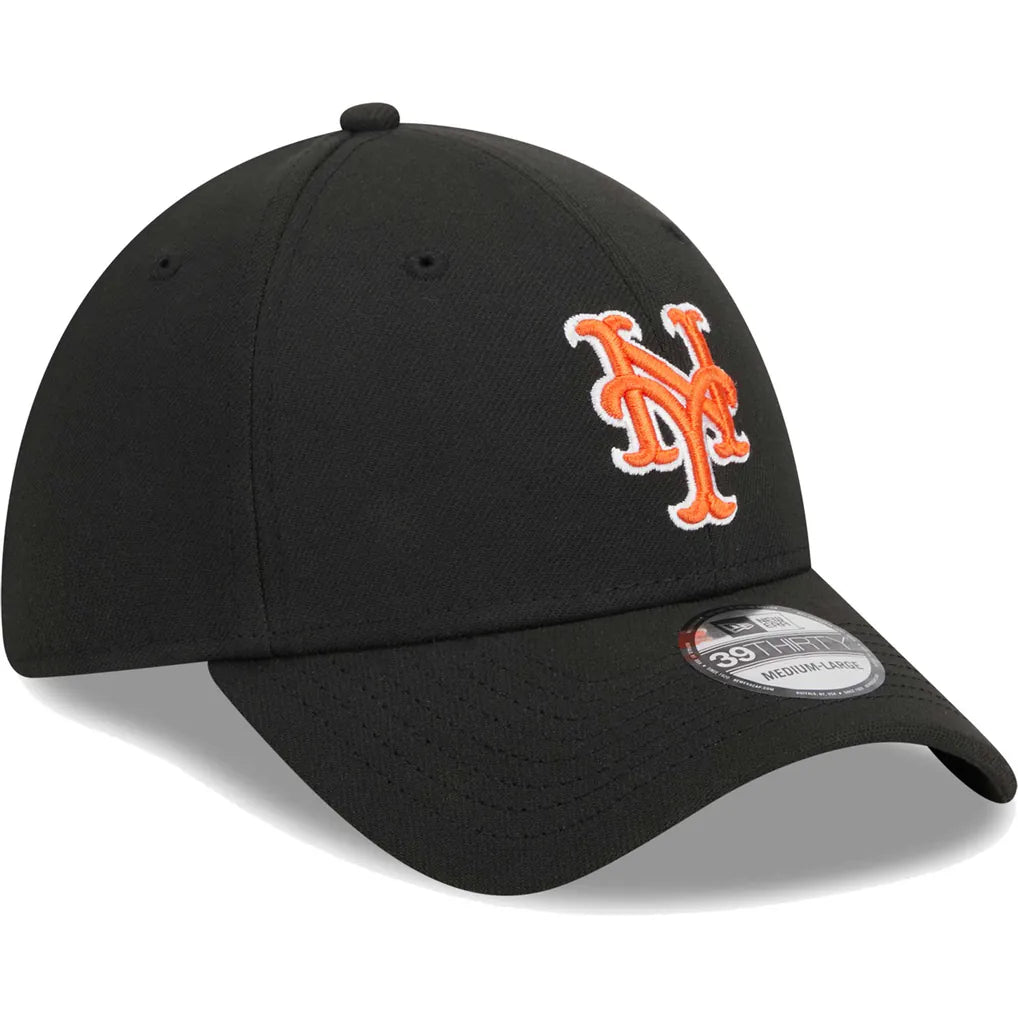 New York Mets New Era Logo 39THIRTY Flex Hat - Black Techwosell