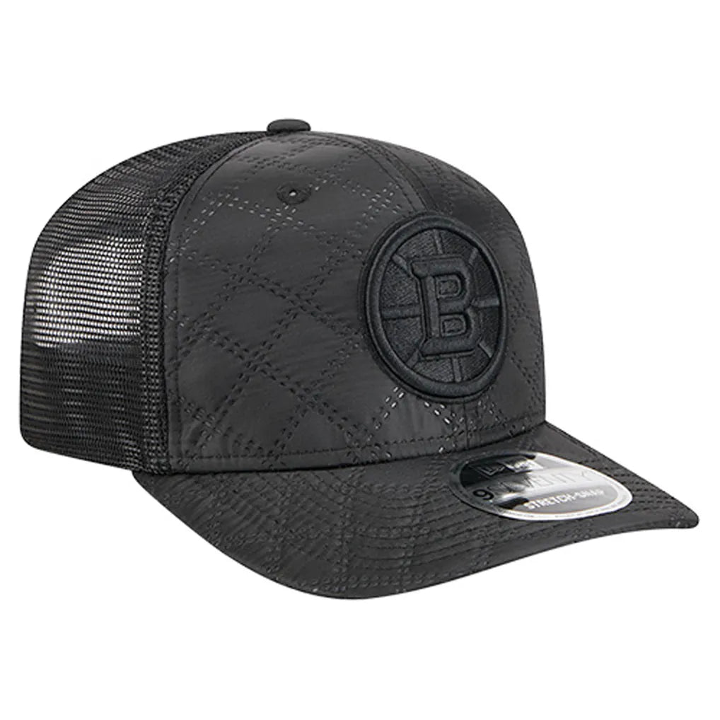 Boston Bruins New Era Quilted Nylon 9SEVENTY Adjustable Trucker Hat - Black