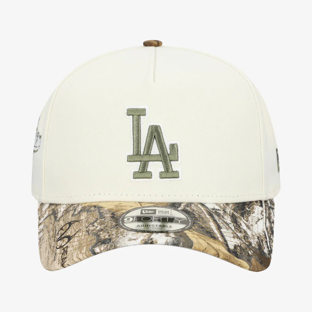 Los Angeles Dodgers New Era 9FORTY A-Frame Adjustable Hat - Cream/Realtree Camo