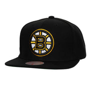 Boston Bruins Mitchell & Ness Core Top Spot Snapback Hat - Black Techwosell
