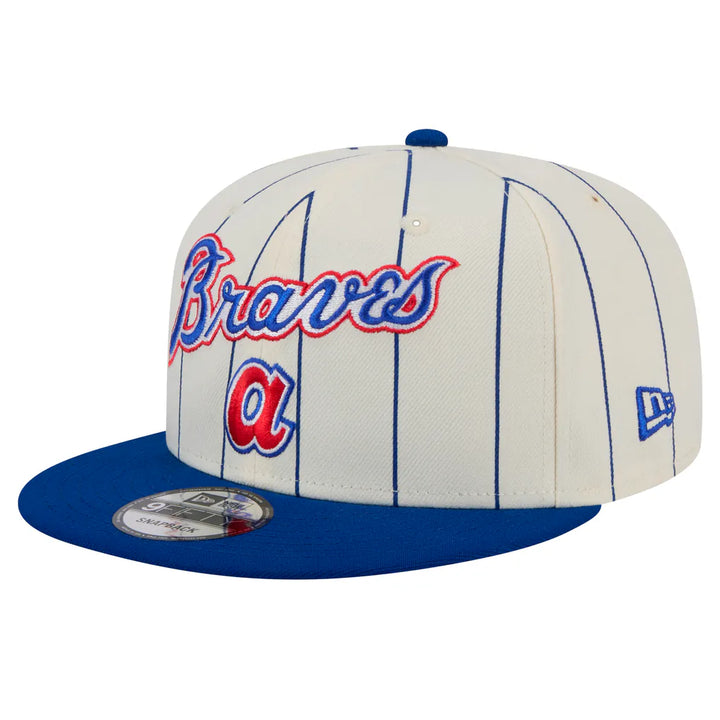 Atlanta Braves New Era Jersey Pinstripe 9FIFTY Snapback Hat - White