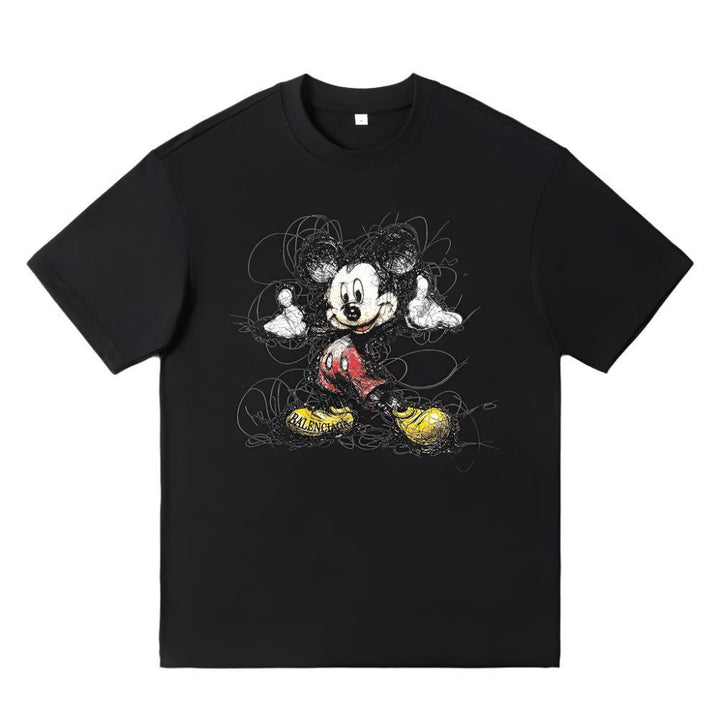 Balenciaga Black Mickey Mouse T-Shirt Without Collar