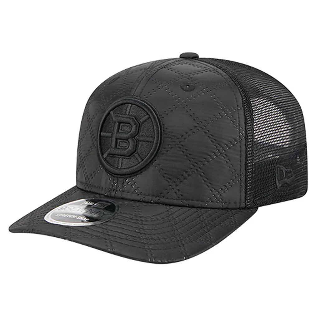 Boston Bruins New Era Quilted Nylon 9SEVENTY Adjustable Trucker Hat - Black