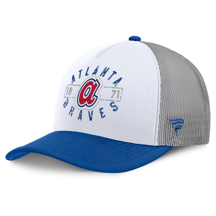 Atlanta Braves Fanatics Designated A-Frame Foam Front Trucker Adjustable Hat - White/Royal