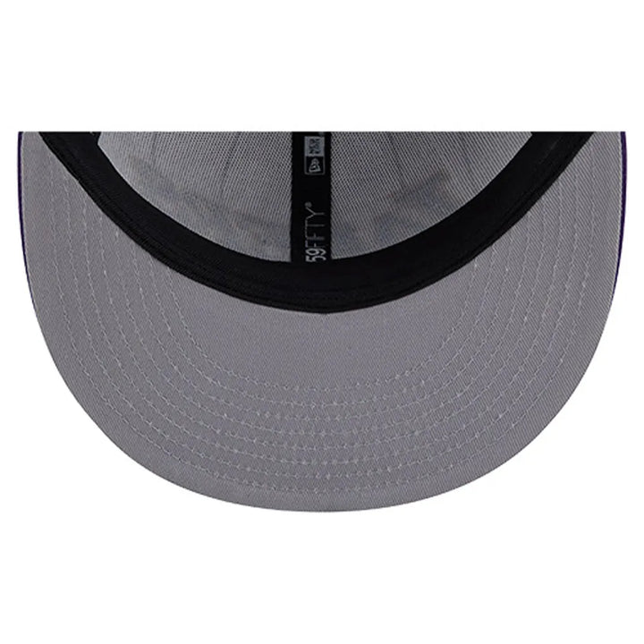 Los Angeles Lakers New Era Wordmark Pinstripe 59FIFTY Fitted Hat - White