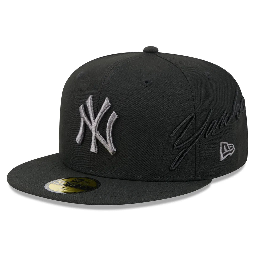 New York Yankees New Era Side Script 59FIFTY Fitted Hat - Black