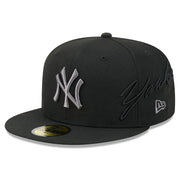 New York Yankees New Era Side Script 59FIFTY Fitted Hat - Black Techwosell