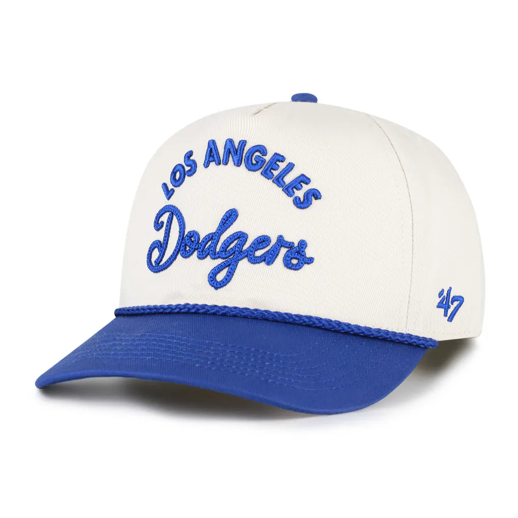 Los Angeles Dodgers '47 Unisex Rope Script Hitch Adjustable Hat - Natural/Royal