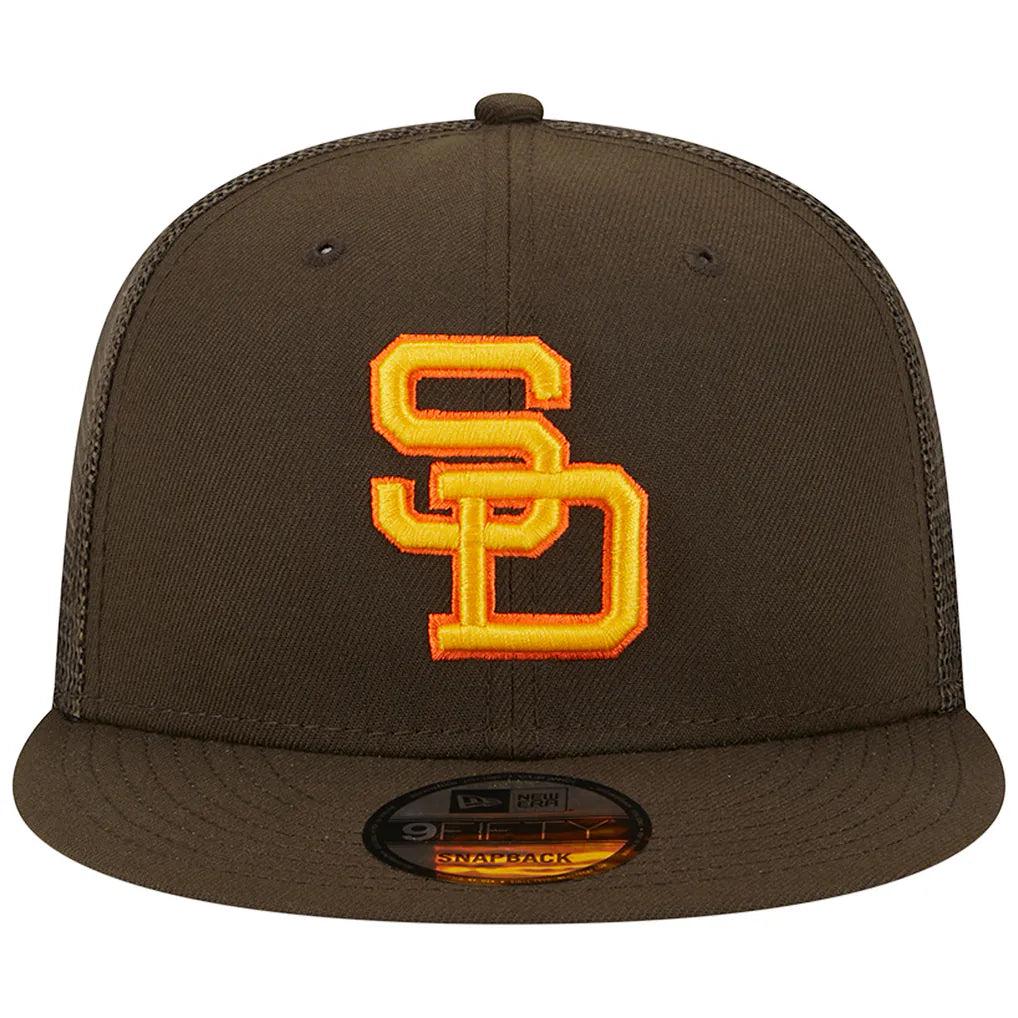 San Diego Padres New Era Cooperstown Collection Team Color Trucker 9FIFTY Snapback Hat - Brown