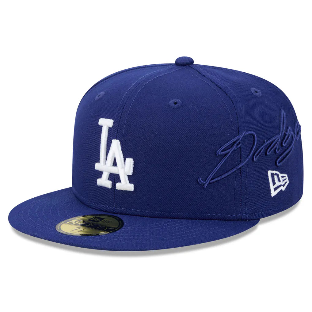 Los Angeles Dodgers New Era Side Script 59FIFTY Fitted Hat - Royal Techwosell