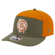 Boston Celtics New Era Two-Tone Color Pack Split Panel 9FIFTY Adjustable Hat - Olive/Burnt Orange Techwosell
