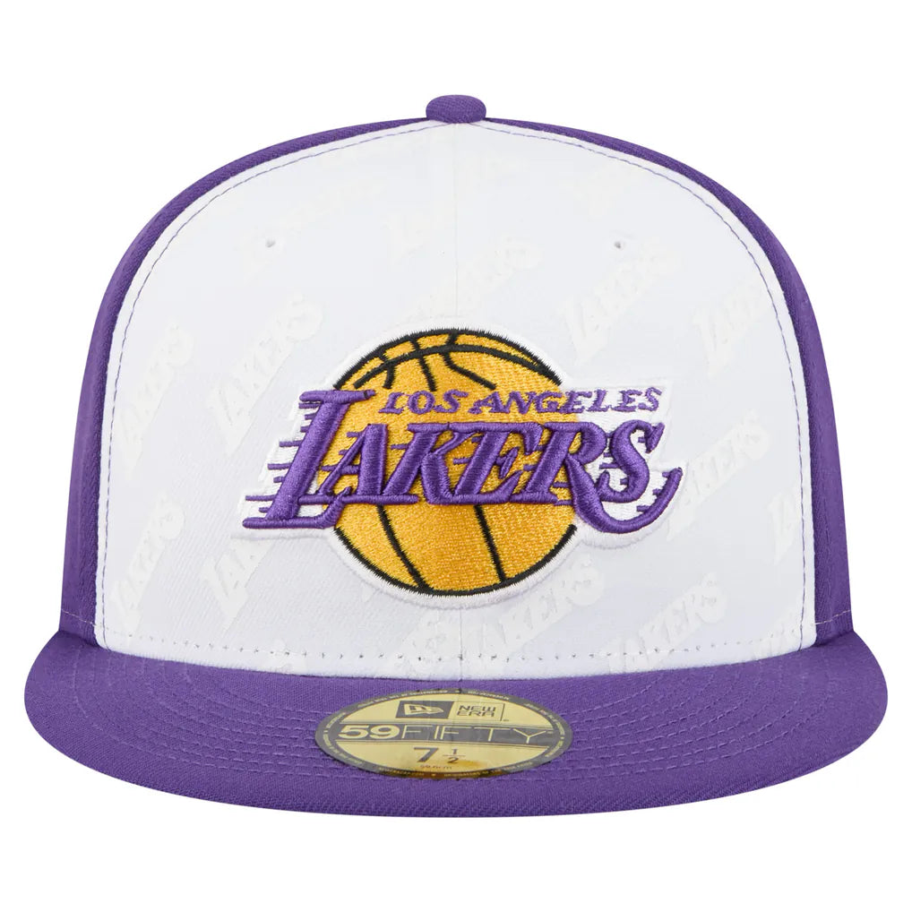 Los Angeles Lakers New Era Repeat 59Fifty Fitted Hat - White/Purple