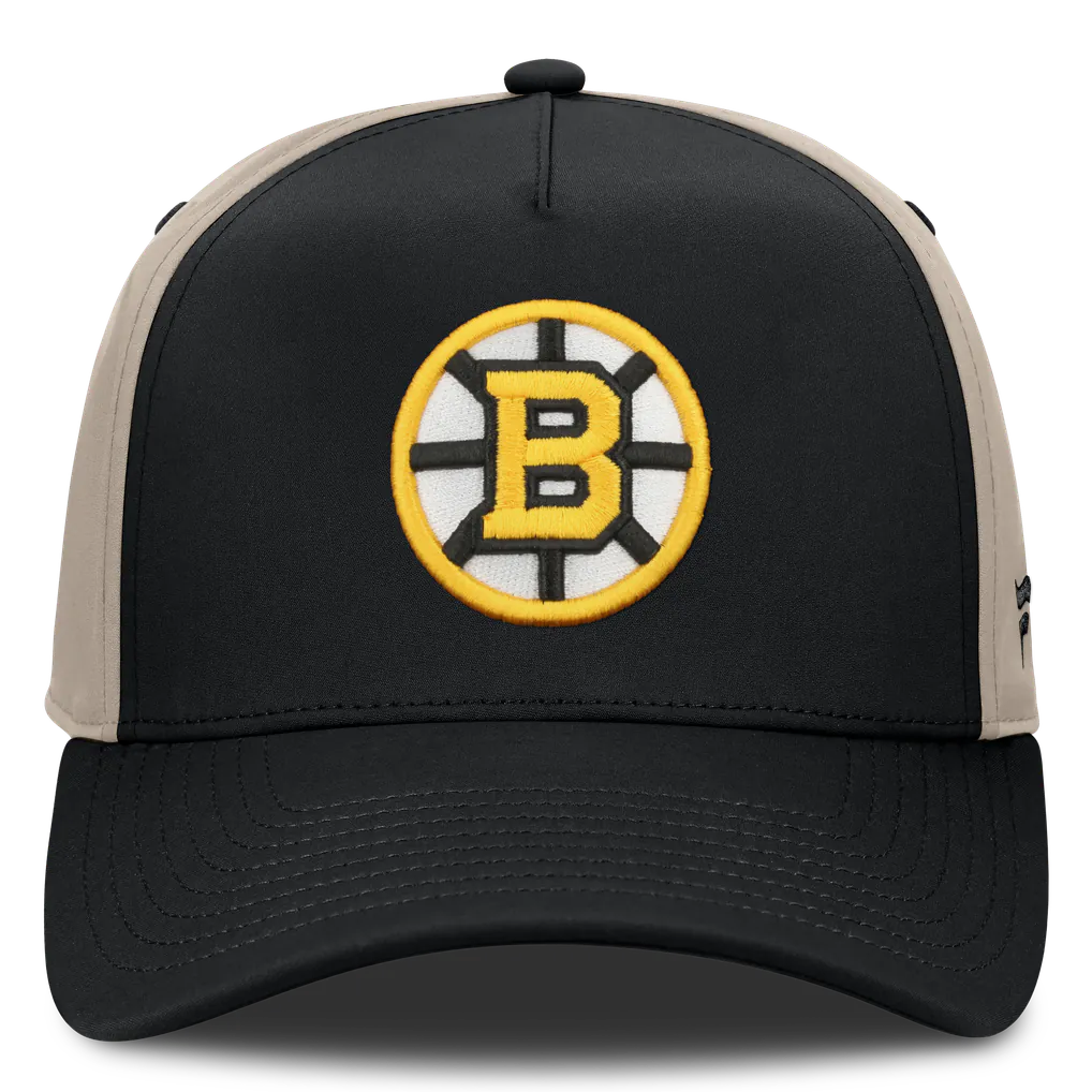 Boston Bruins Fanatics 2026 Stanley Cup Playoffs Locker Room Adjustable Hat - Black/Tan Techwosell