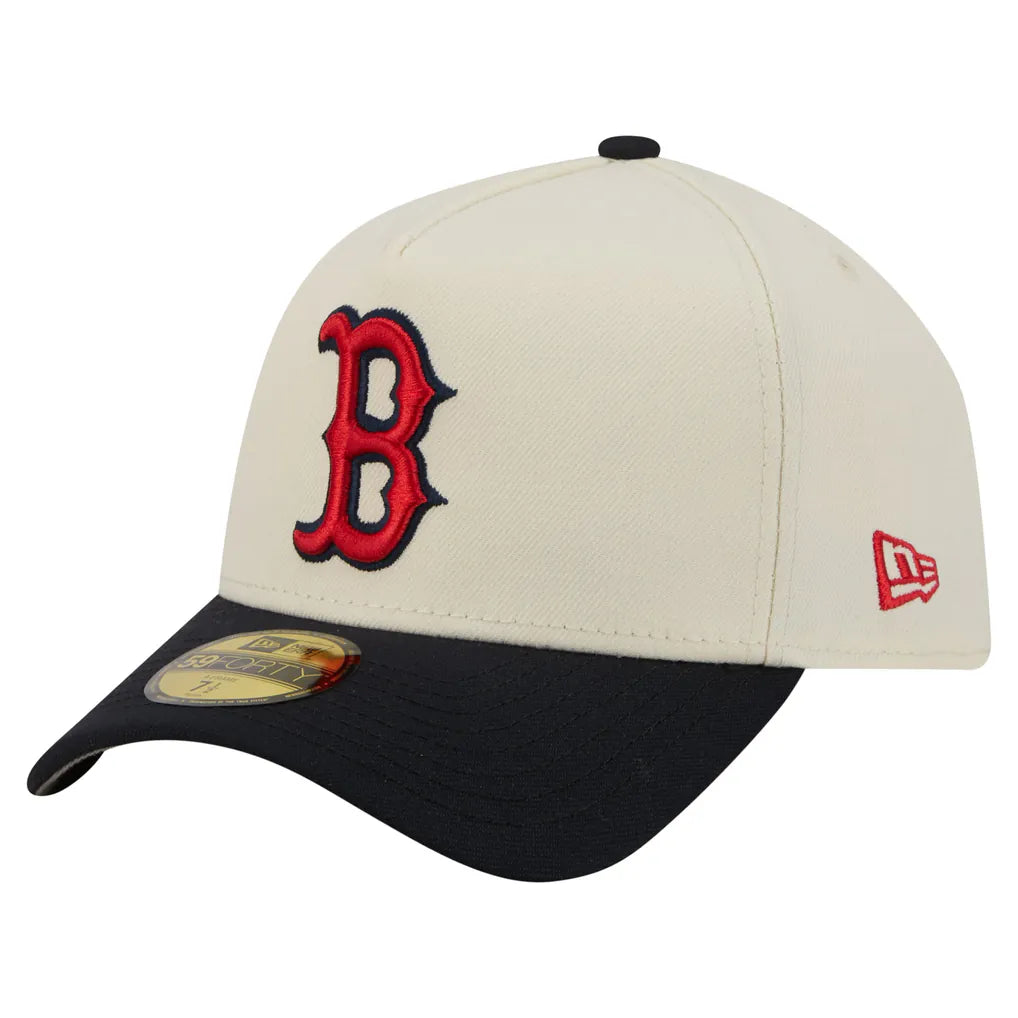 Boston Red Sox New Era Chrome A-Frame 59FORTY Fitted Hat - Cream